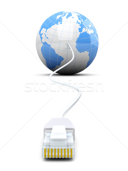 Wereld 3D gerenderd illustratie kabel geïsoleerd Stockfoto © Spectral