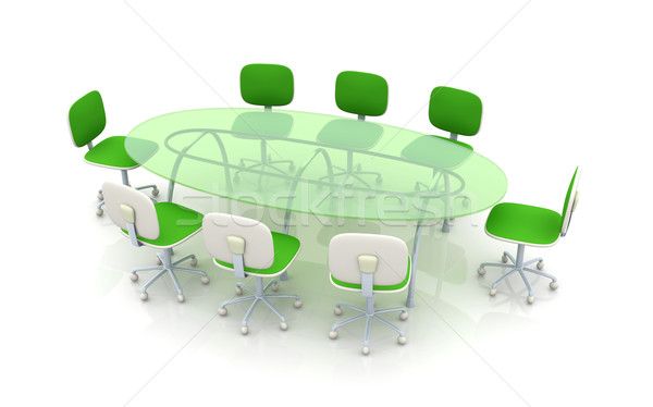 Stockfoto: Conferentie · tabel · 3D · gerenderd · illustratie · business