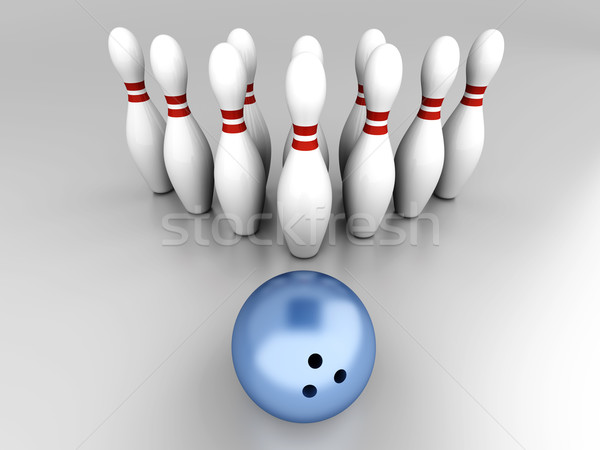 Bowling 3D rendu illustration gris [[stock_photo]] © Spectral