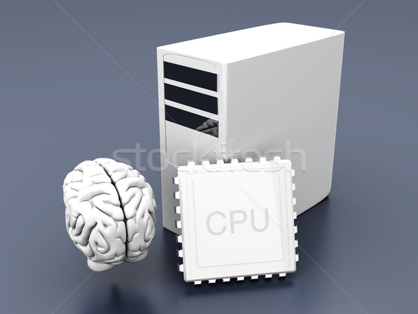 Inteligencia artificial símbolo 3D prestados ilustración gris Foto stock © Spectral
