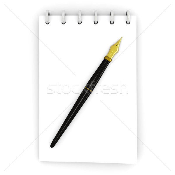 Penna stilografica notepad 3D reso illustrazione isolato Foto d'archivio © Spectral