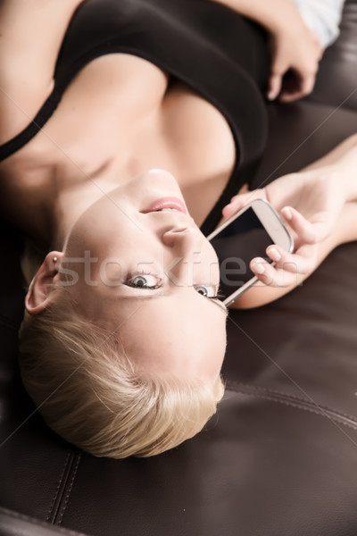 Stock photo: Girl with a Smartphone