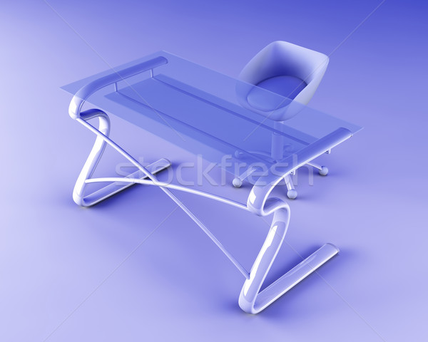 Birou mobilier 3D prestate suprarealist alb Imagine de stoc © Spectral