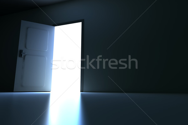Otwartych drzwi pustym pokoju 3D świadczonych ilustracja ściany Zdjęcia stock © Spectral