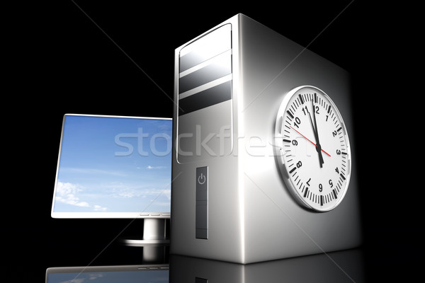 Foto stock: Ordenador · tiempo · digital · servidor · 3D · prestados