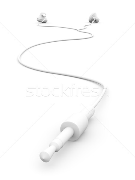 Stock foto: Ohrhörer · 3D-Darstellung · isoliert · weiß · Kopfhörer · digitalen