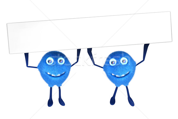 Two cartoon characters holding a signboard  Stock photo © Spectral