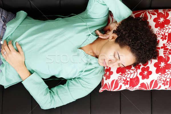 Kadın uyku kanepe kız güzellik oturma odası Stok fotoğraf © Spectral