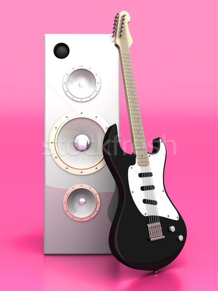 Audio rozrywki 3D świadczonych ilustracja gitara Zdjęcia stock © Spectral