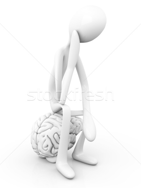 Denker cartoon cijfer reusachtig hersenen 3D Stockfoto © Spectral
