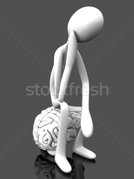 Penseur cartoon chiffre énorme cerveau 3D Photo stock © Spectral