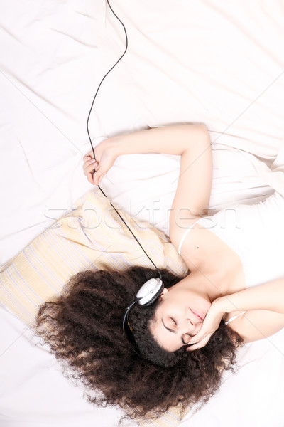 Musik jungen Frau träumen schlafen Stock foto © Spectral