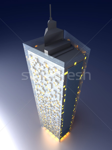 Modern mimari çağdaş gökdelen 3D render örnek Stok fotoğraf © Spectral