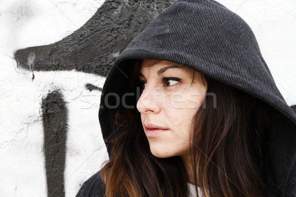 Menina parede mulher jovem mulher cidade Foto stock © Spectral