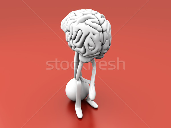 Denker Karikatur Figur riesige Gehirn 3D Stock foto © Spectral