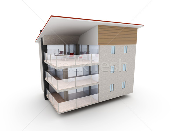 Cladire moderna 3D prestate ilustrare casă proiect Imagine de stoc © Spectral