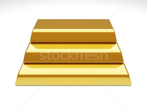 Stock foto: Goldbarren · Pyramide · 3D · gerendert · Illustration · Business