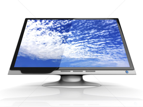 Stockfoto: Hdtv · 3D · gerenderd · illustratie · computer · technologie