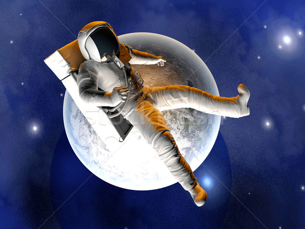 Astronaut aarde 3d illustration hemel wereldbol Stockfoto © Spectral