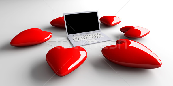 Laptop amor ilustração 3d coração internet monitor Foto stock © Spectral