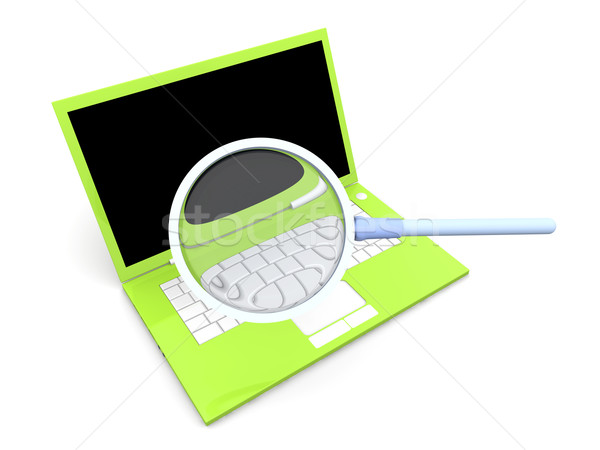 Foto d'archivio: Laptop · verificare · illustrazione · 3d · isolato · bianco · vetro