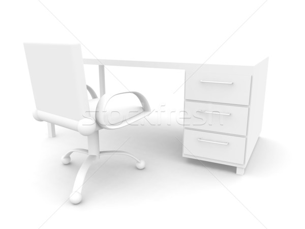 Foto stock: Local · de · trabalho · de · volta · 3D · prestados · negócio · escritório
