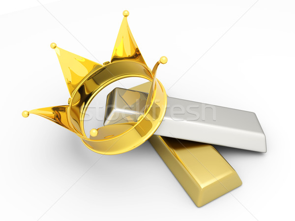 Royal Krone Gold Silber 3D gerendert Stock foto © Spectral
