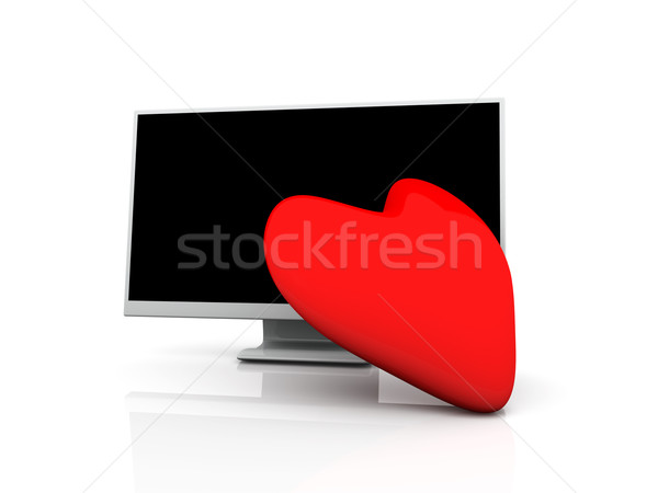 Stock foto: Display · Liebe · 3D-Darstellung · Breitbild · Herz · Fernsehen