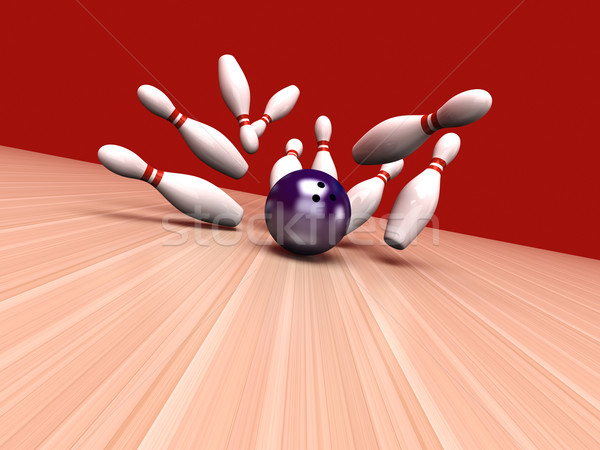 Grève jouer bowling tous 3D rendu Photo stock © Spectral