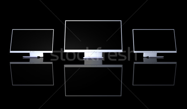 Monitor 3d illusztráció három fekete környezet internet Stock fotó © Spectral