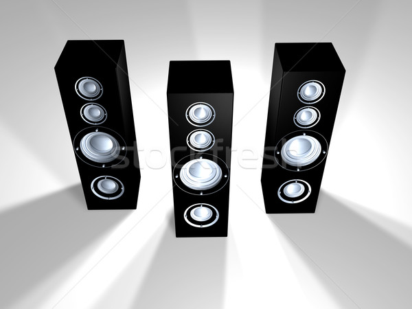 Czarny głośniki ogromny 3d ilustracji polu Zdjęcia stock © Spectral