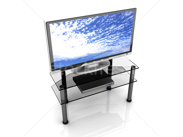 Rozrywka w domu 3D świadczonych ilustracja chmury telewizji Zdjęcia stock © Spectral