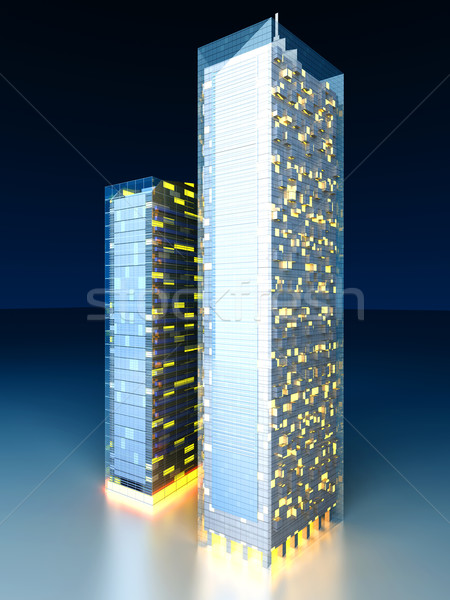 Architecture moderne contemporain gratte-ciel 3D rendu illustration [[stock_photo]] © Spectral