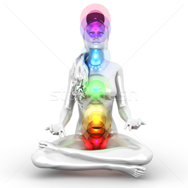 Chakra meditaţie femeie complet 3D Imagine de stoc © Spectral