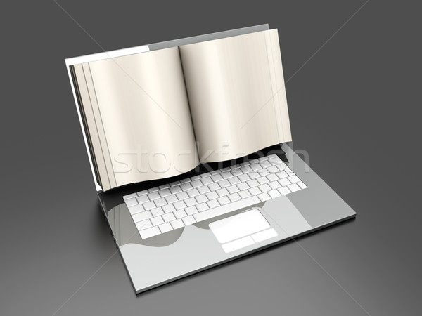 Digitális könyv laptop képernyő szimbolikus 3D Stock fotó © Spectral