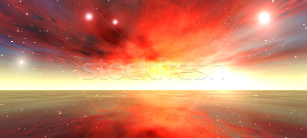 3D gerenderd fantasie landschap wolken zonsondergang Stockfoto © Spectral