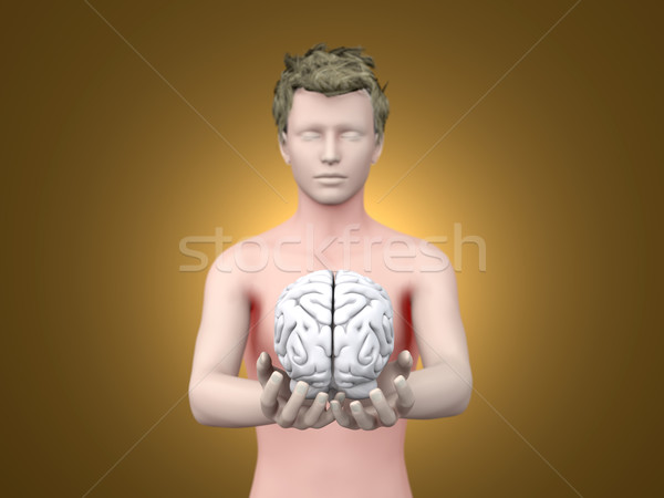 Geist halten Gehirn 3D gerendert Illustration Stock foto © Spectral