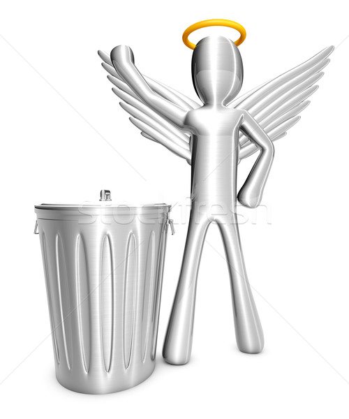 Cartoon Angel with Trash Can Stock photo © Spectral