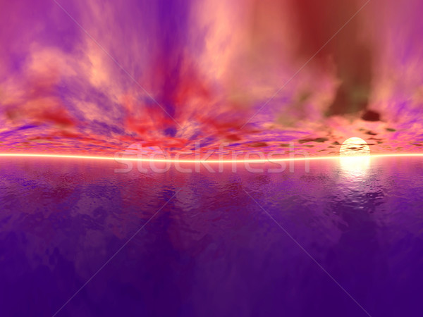 紫色 日落 3D 呈現 插圖 奇怪 商業照片 © Spectral