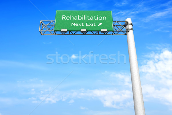 Autobahn Zeichen Rehabilitation 3D gerendert Illustration nächsten Stock foto © Spectral