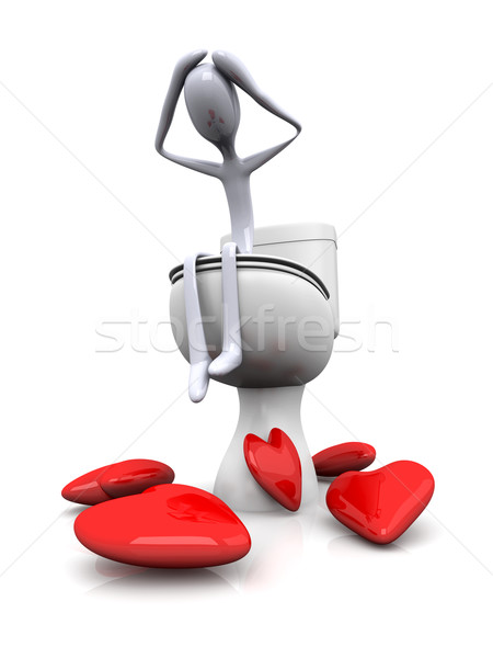 Stock foto: Toilette · 3D · gerendert · Illustration · Liebe · Herz