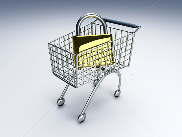 Bezpieczne zakupy 3D świadczonych ilustracja metal Zdjęcia stock © Spectral