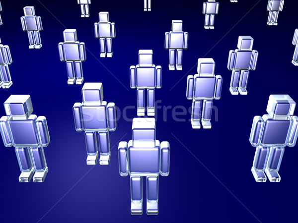 Publikum 3D-Darstellung Menge blau digitalen spielen Stock foto © Spectral