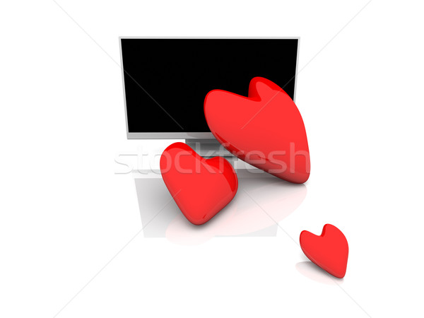 Display liefde 3d illustration breedbeeld hart televisie Stockfoto © Spectral