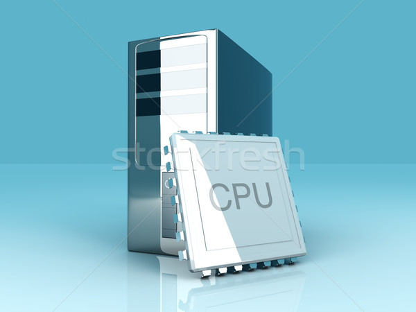 Bureau cpu 3D rendu illustration ordinateur [[stock_photo]] © Spectral