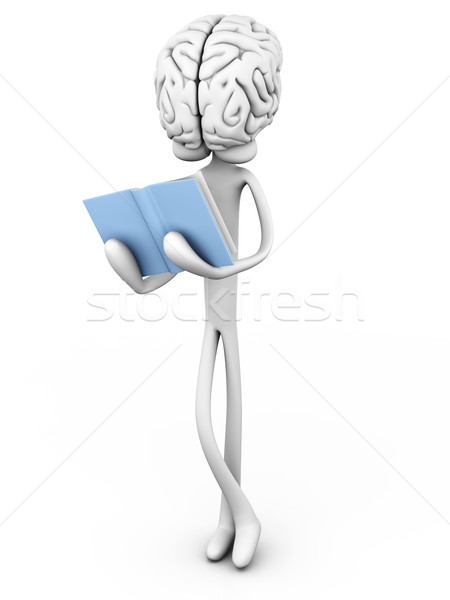 Gehirn Lesung intelligente Literatur 3D gerendert Stock foto © Spectral