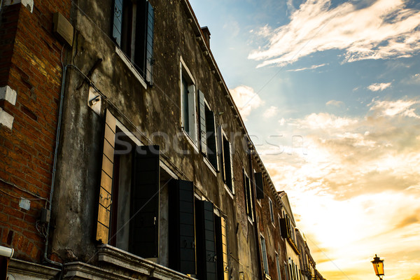 Imagine de stoc: Apus · de · soare · Venetia · apus · Italia · constructii · mare