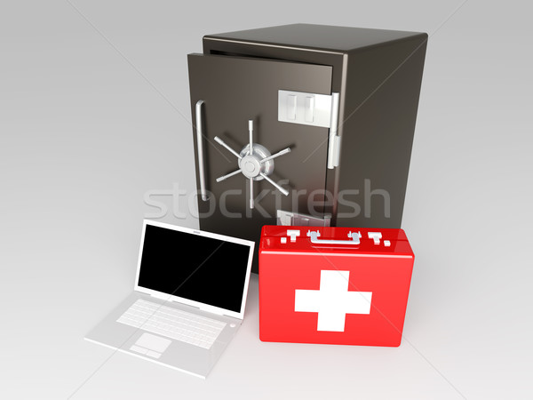 Stock fotó: Laptop · biztonság · lakosztály · 3D · renderelt · illusztráció