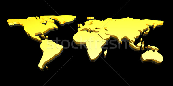 Stock photo: Golden 3D World map
