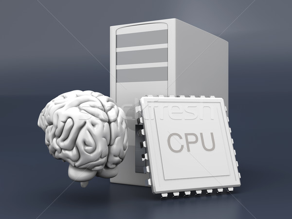 Künstliche Intelligenz Symbol 3D gerendert Illustration grau Stock foto © Spectral